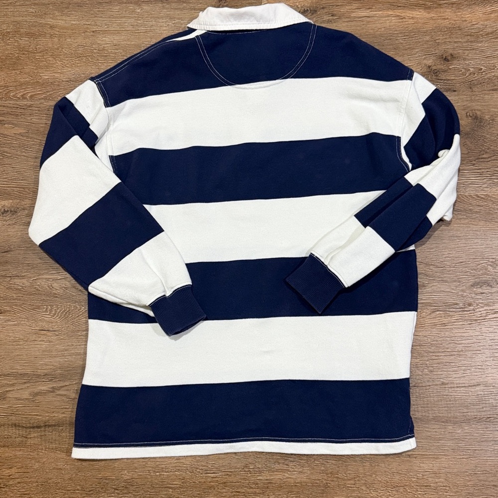 Aerie Navy and White Striped Rugby Polo - Picture 7 of 8